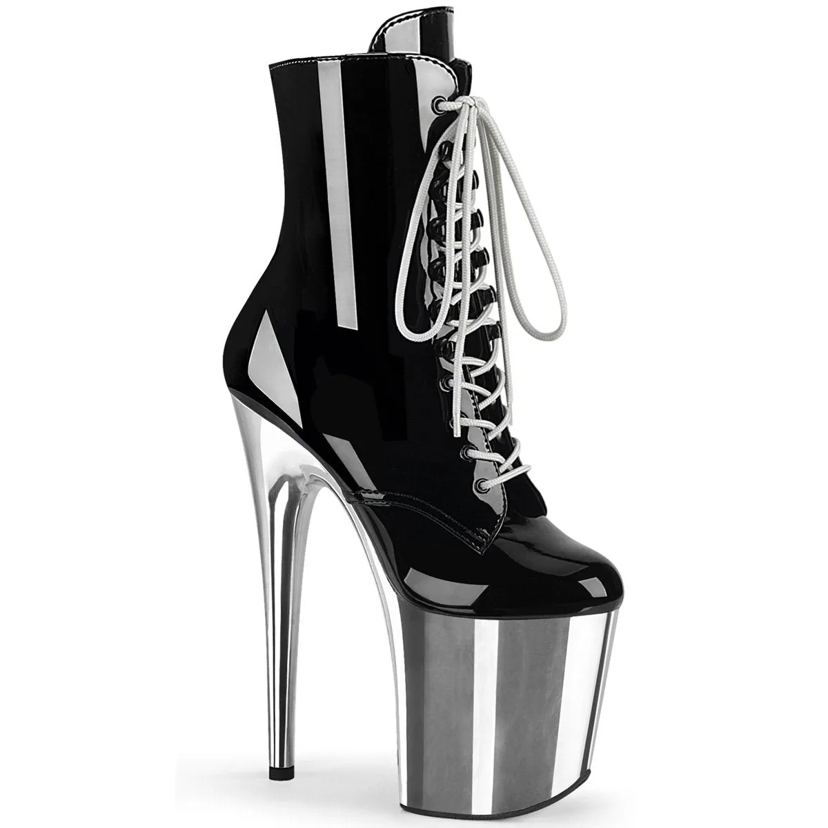 Pleaser Flamingo 1020 Black/Silver Chrome