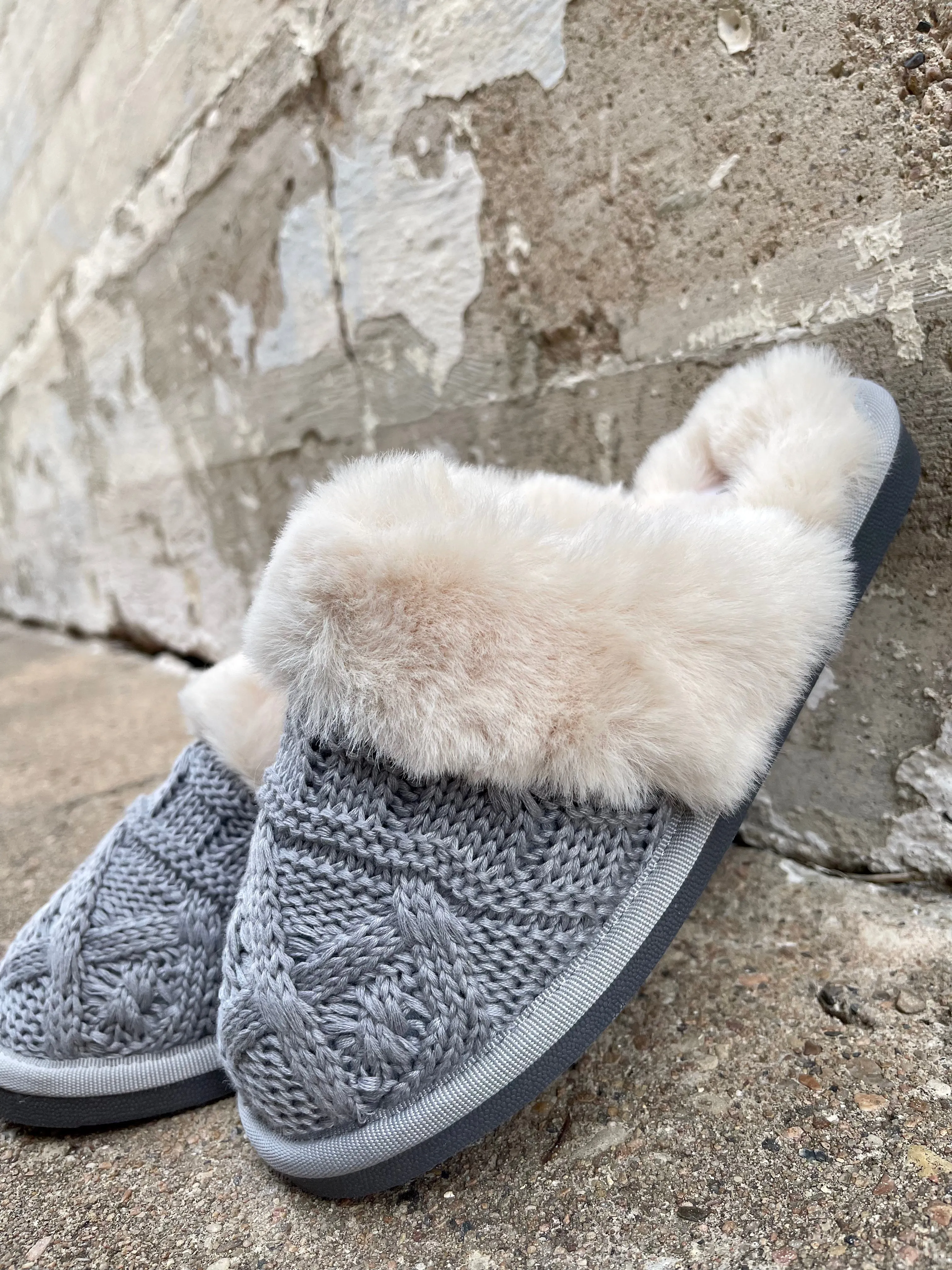 Purl Slippers || Grey