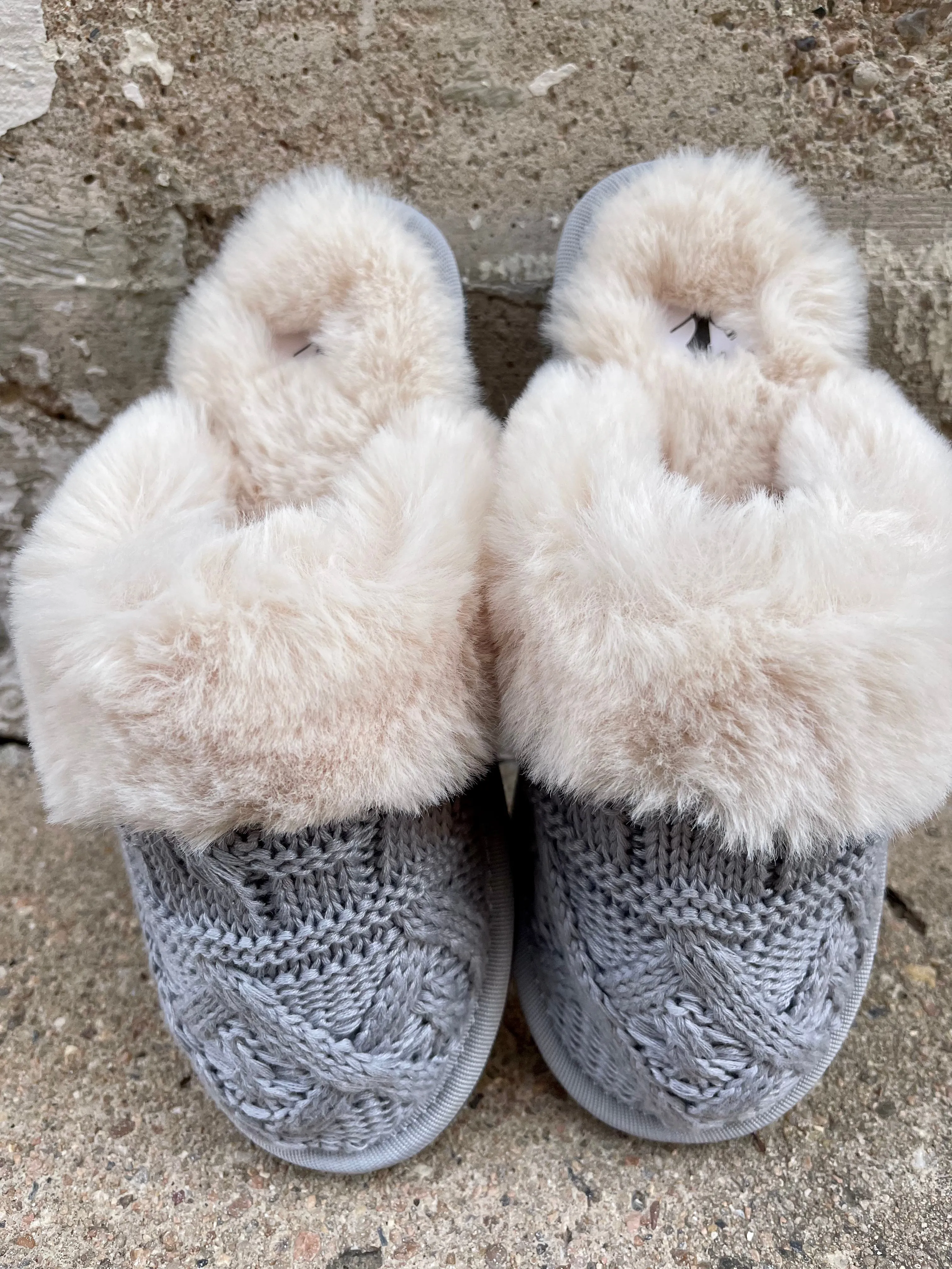 Purl Slippers || Grey