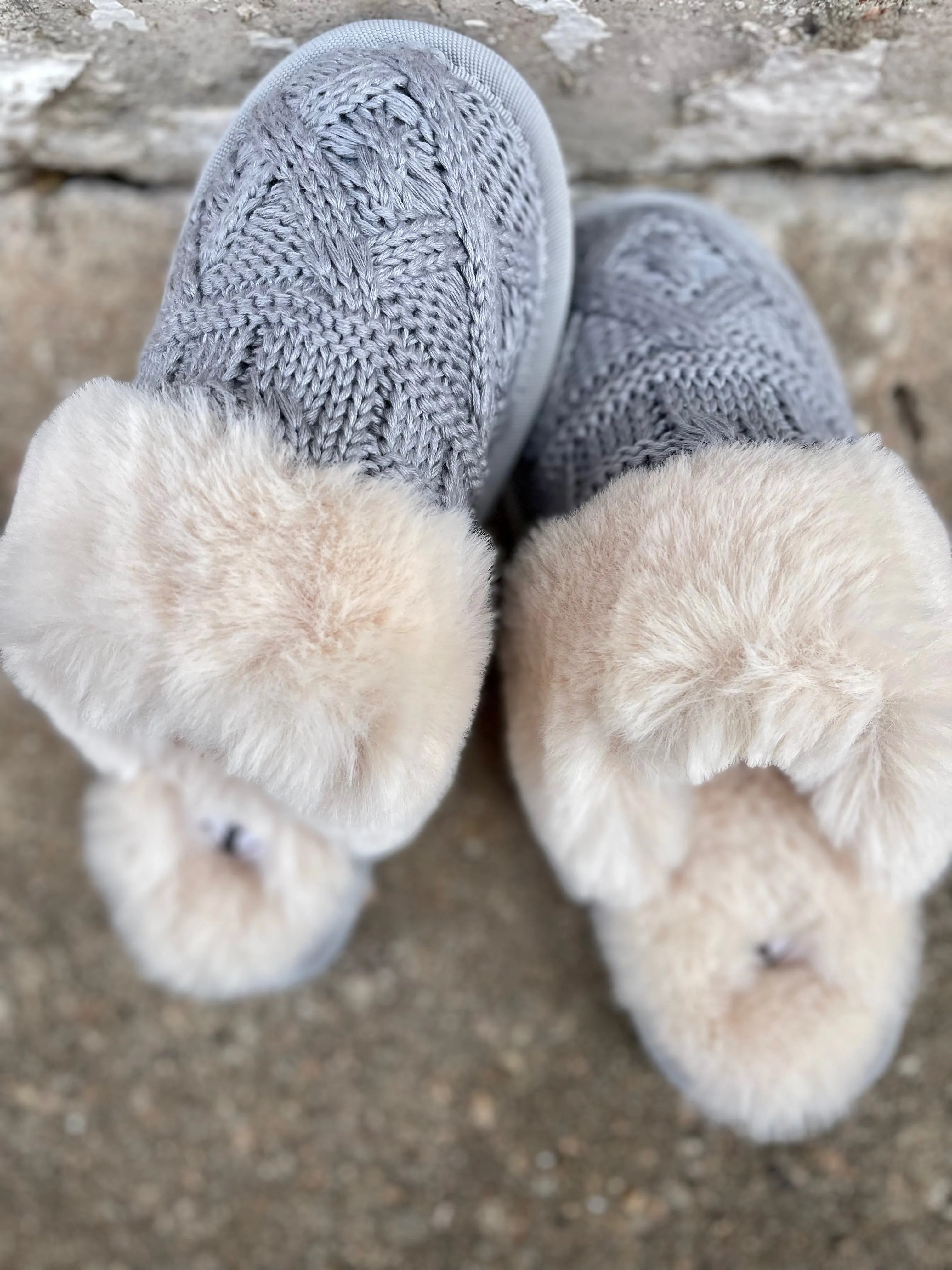 Purl Slippers || Grey