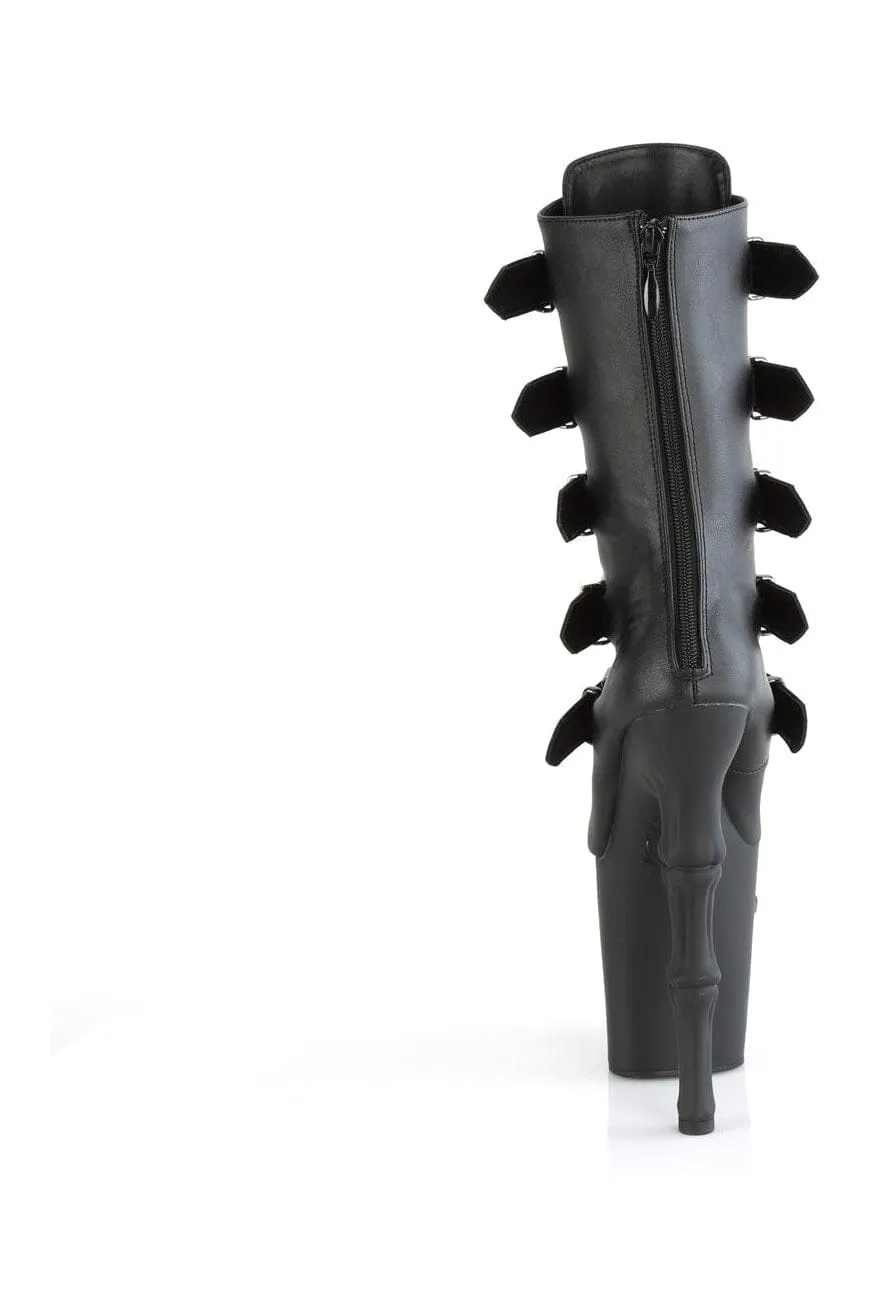 RAPTURE-1052BK Black Faux Leather Knee Boot
