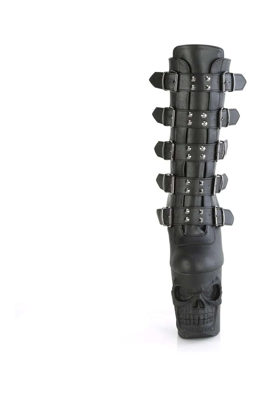 RAPTURE-1052BK Black Faux Leather Knee Boot