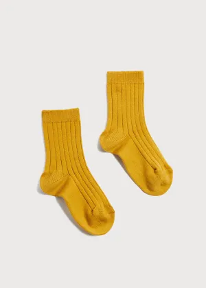 Ribbed Short Socks In Mustard (3mths-8yrs)