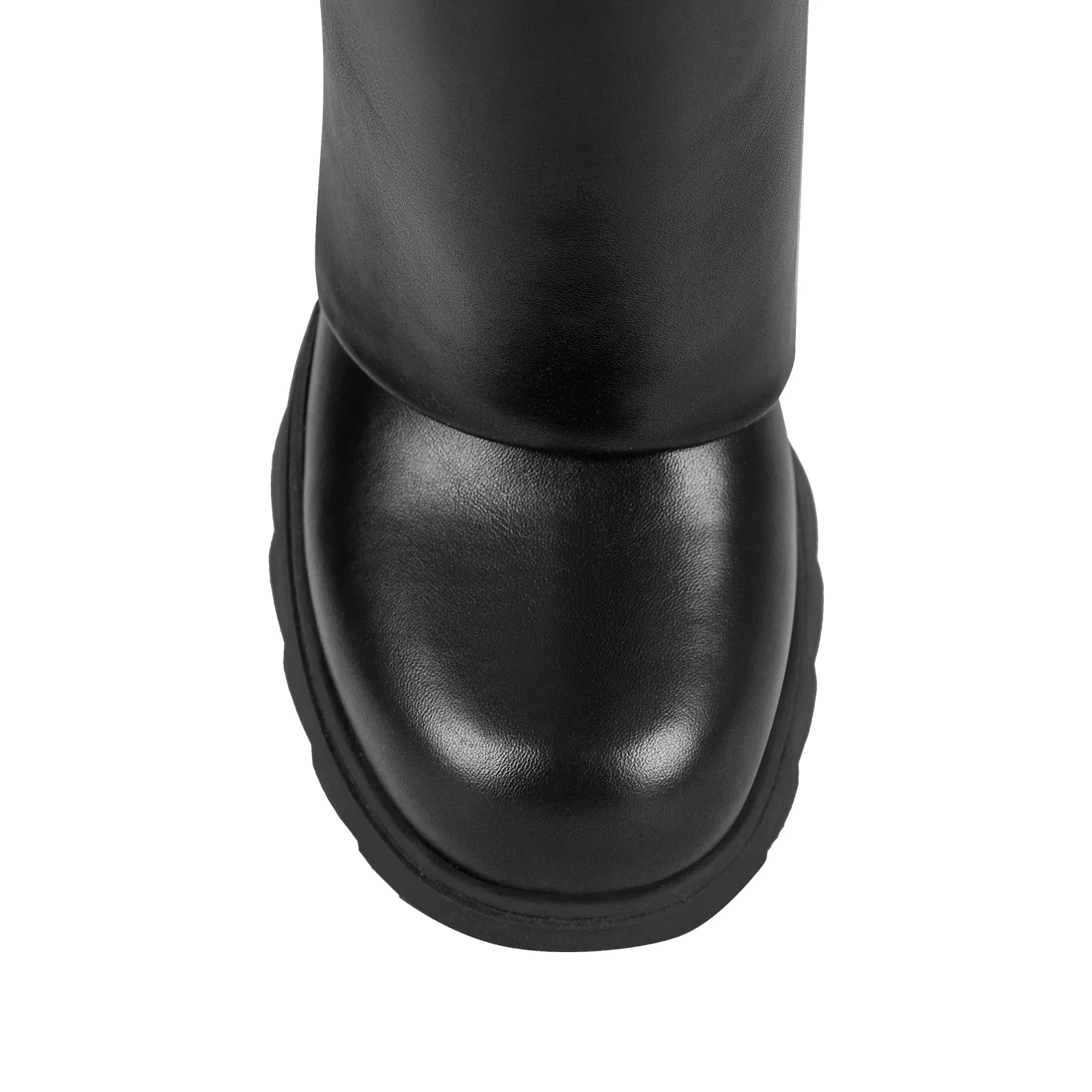 Round Toe Wedge Heel Mid-Calf Fold Over Boots