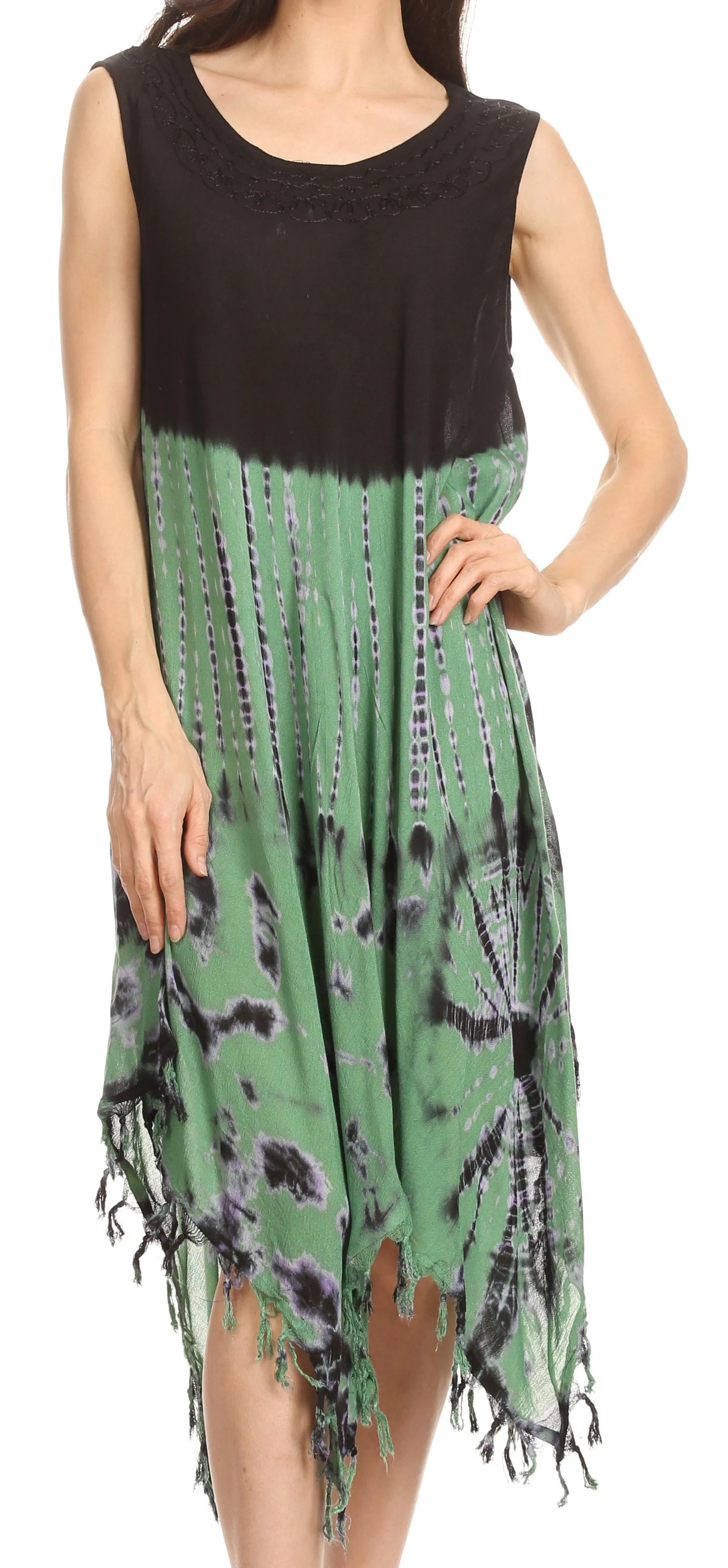 Sakkas Dori Women's Long Sleeves Casual Loose Swing Midi Dress Caftan Cover-up