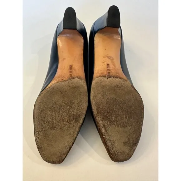SALVATORE Ferragamo Womens Pumps Vintage DQ 38510 Made In‎ Italy Navy 8.5 B