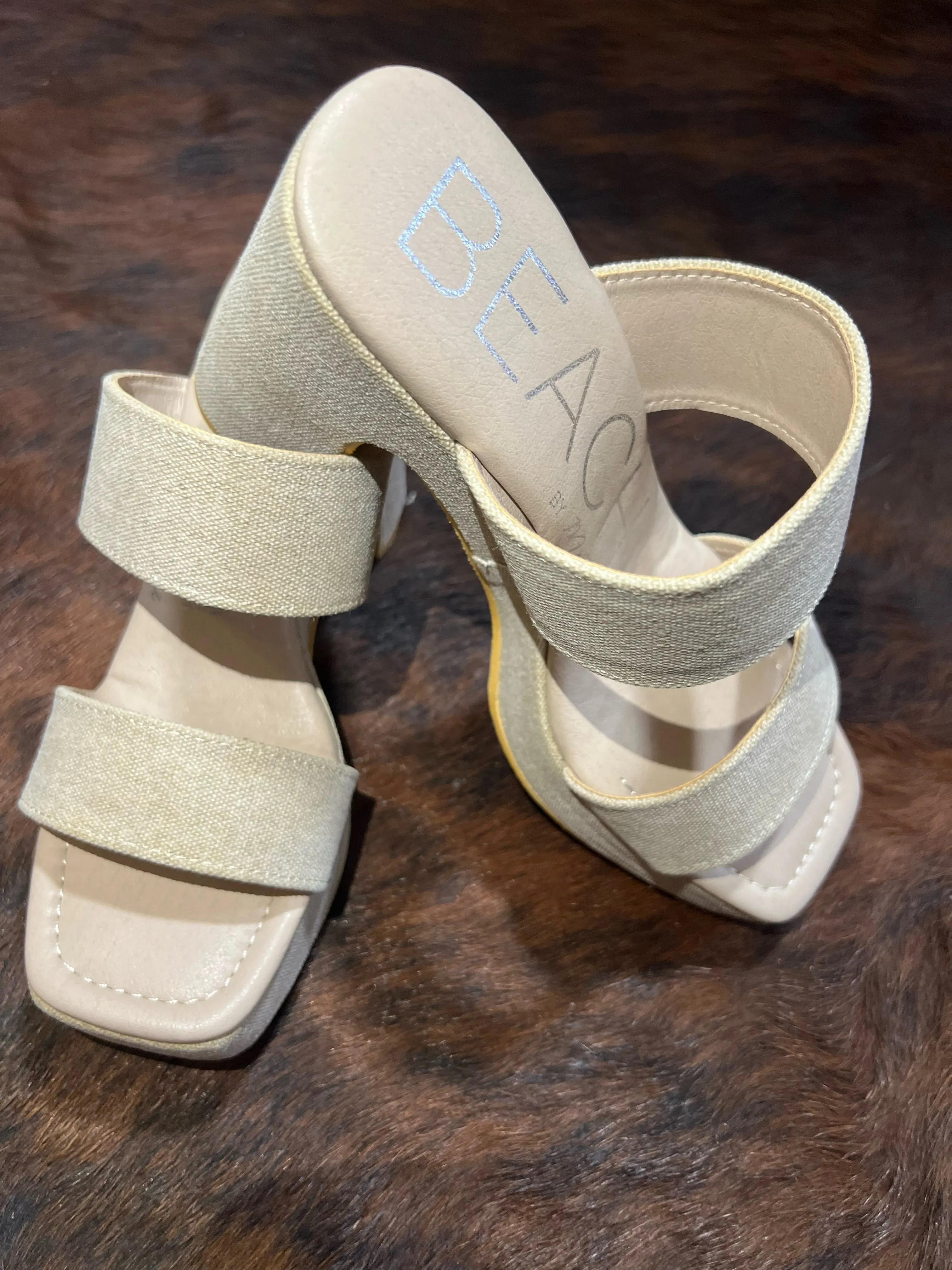Sand Colored Raffia Platform Sandal