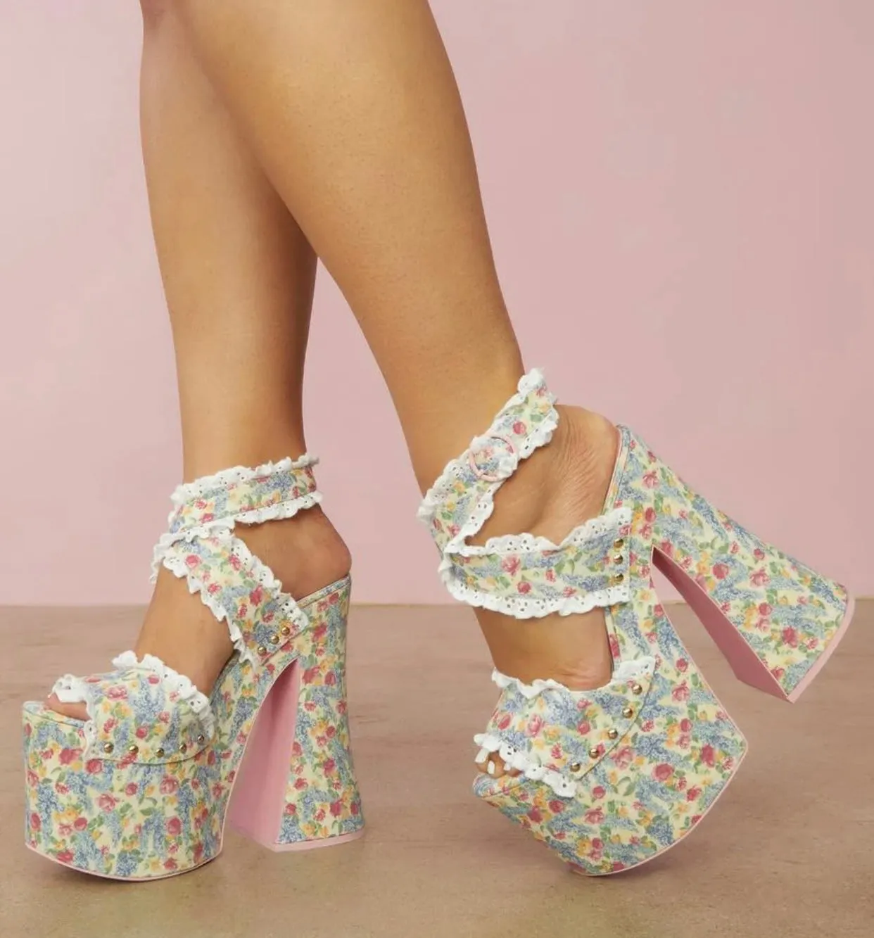 Satin floral Platform Resale
