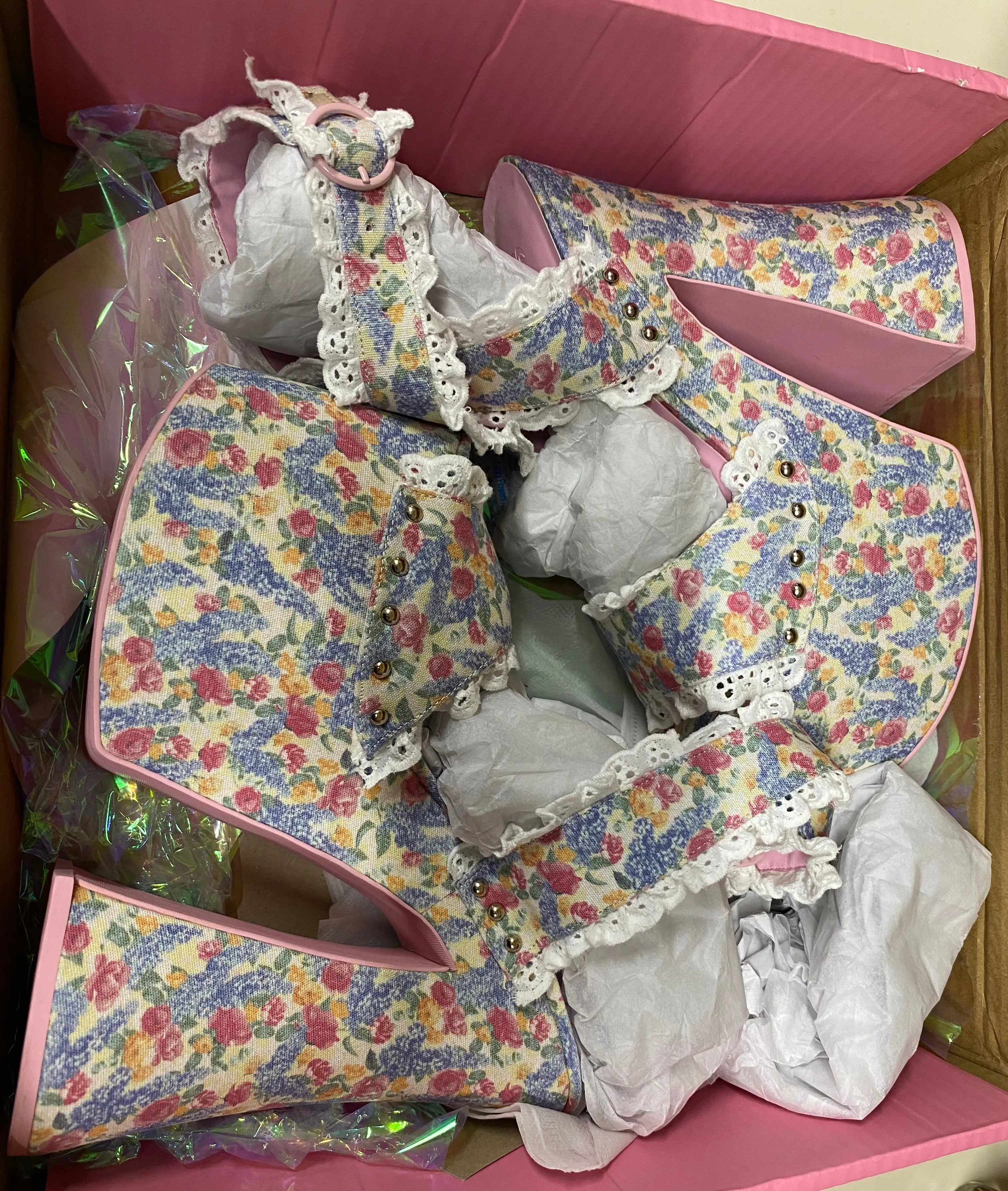 Satin floral Platform Resale