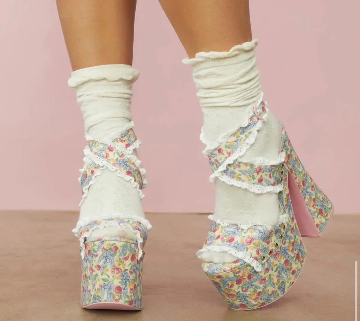 Satin floral Platform Resale