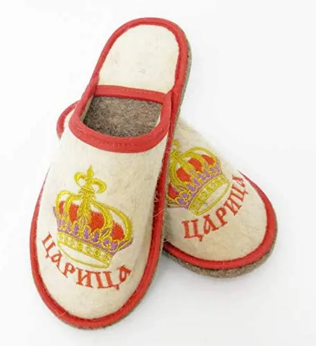 Sauna Banya Slippers for Woman Queen Bath House 100% Natural Wool Felt