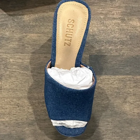 Schutz Dalle Denim Platform Mule Sandal