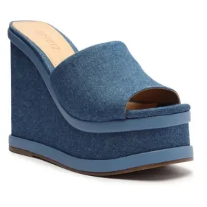 Schutz Dalle Denim Platform Mule Sandal