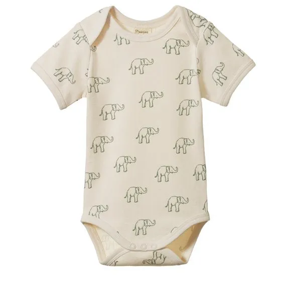 Short Sleeve Bodysuit - Elephant Print