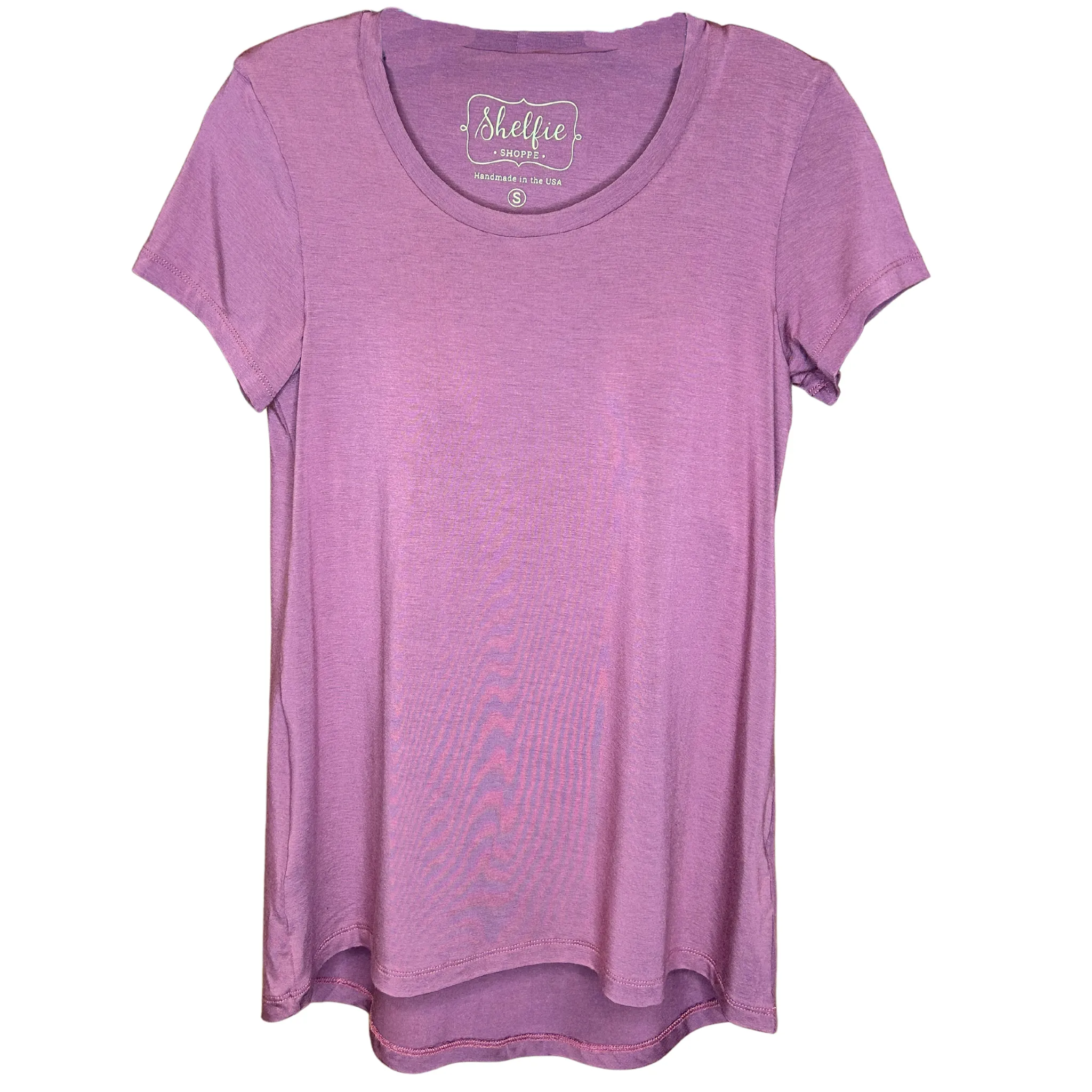 Short Sleeved Hi Lo Top with Built In Shelf Bra