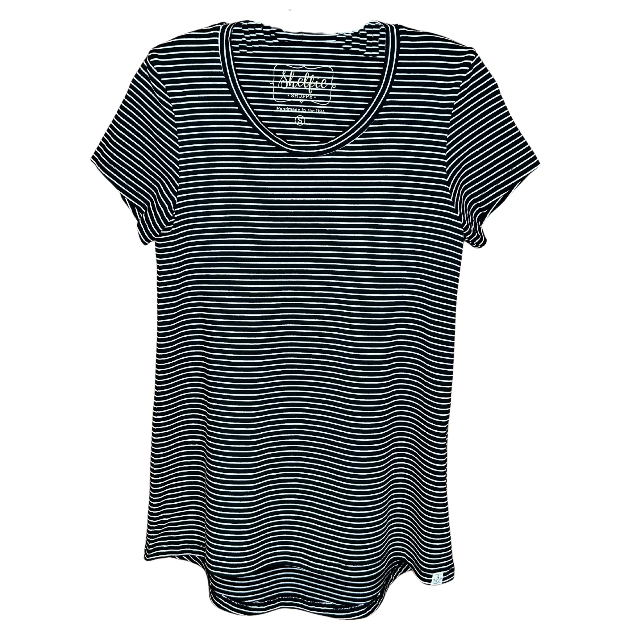 Short Sleeved Hi Lo Top with Built In Shelf Bra