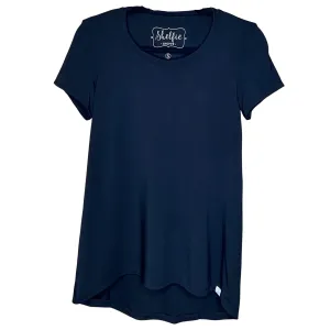Short Sleeved Hi Lo Top with Built In Shelf Bra