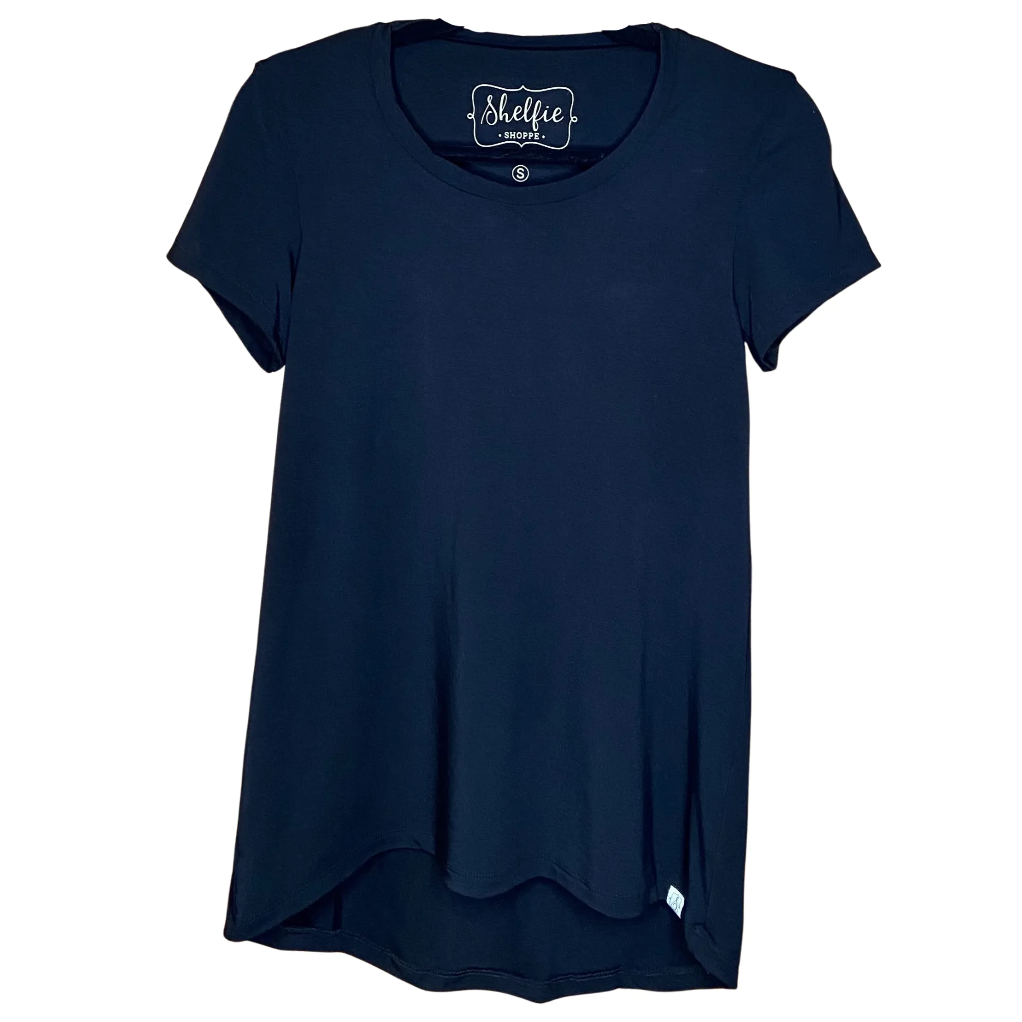 Short Sleeved Hi Lo Top with Built In Shelf Bra