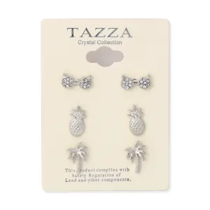 SILVER PAIR OF 3 SUMMER  EARRINGS #SQ20190136SIL