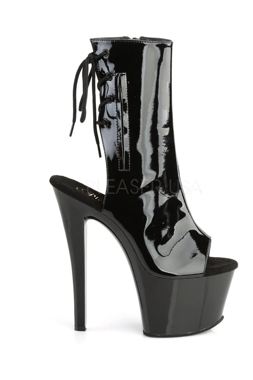 SKY-1018 Platform Boot  | Black Patent