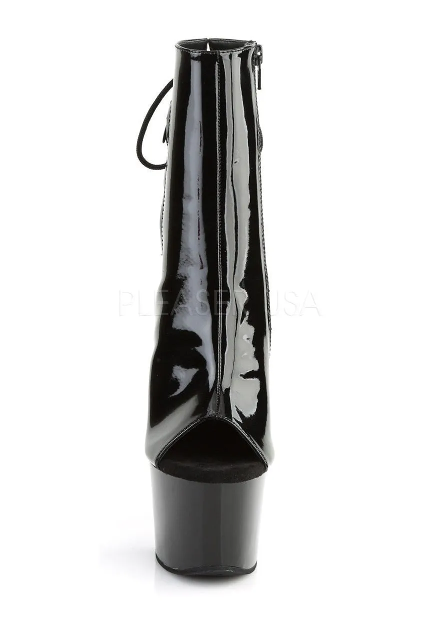 SKY-1018 Platform Boot  | Black Patent