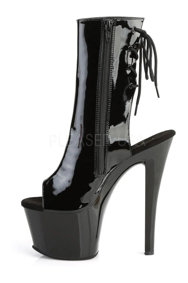 SKY-1018 Platform Boot  | Black Patent