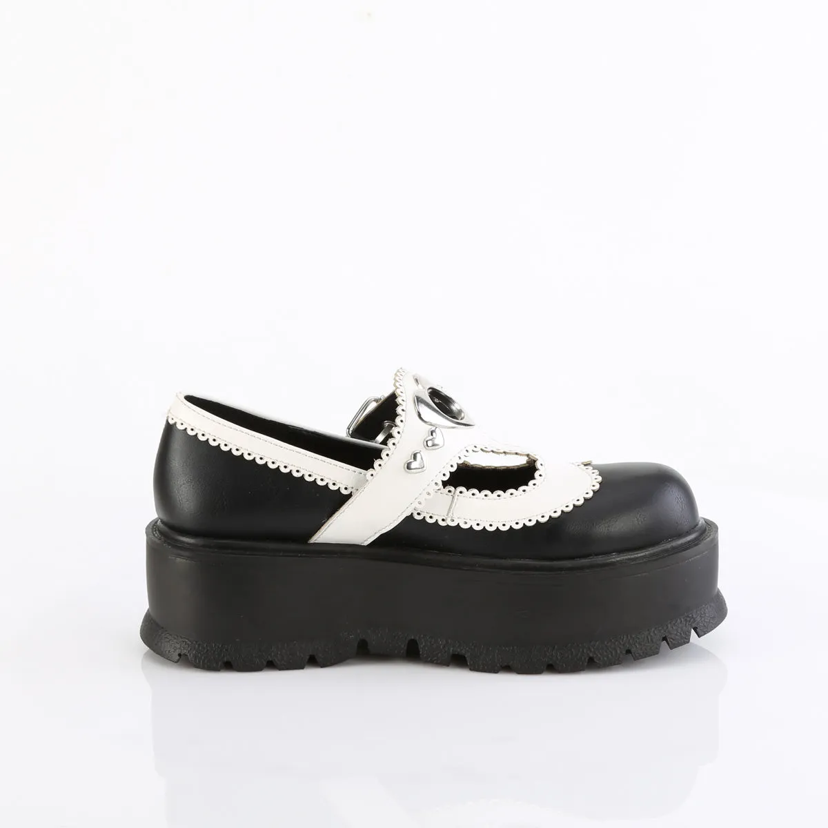 SLACKER-23  Black-White Vegan Leather