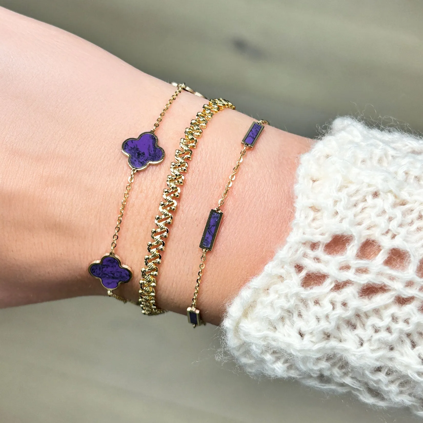 Small Amethyst Clover Bracelet