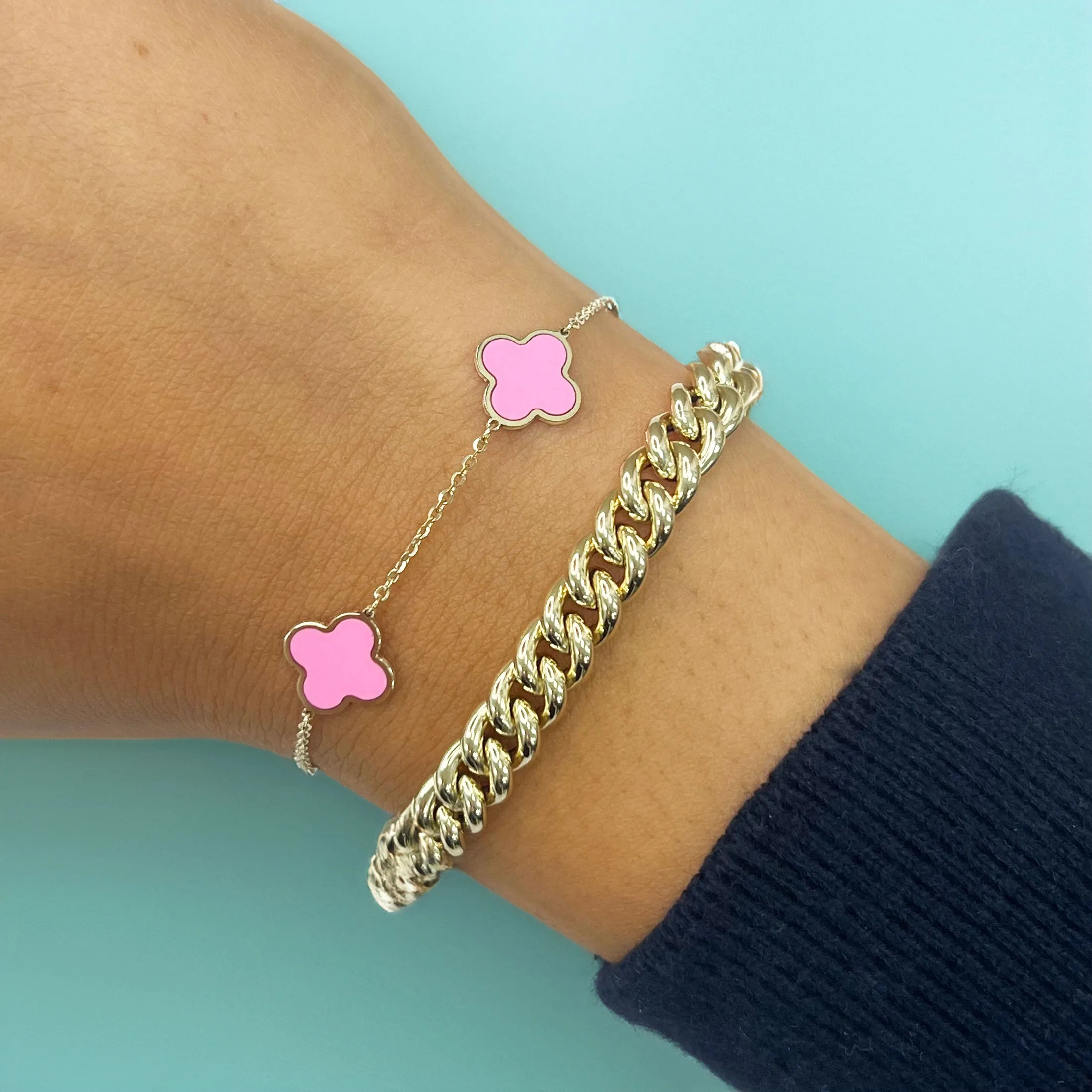 Small Bubblegum Pink Clover Bracelet