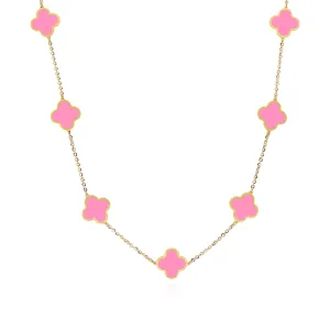 Small Bubblegum Pink Clover Necklace