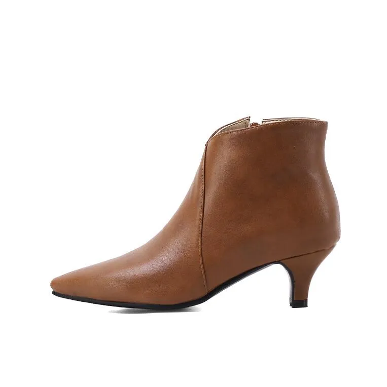 Small Feet Girls Pointy Heeled Side Zipper Boots AP71