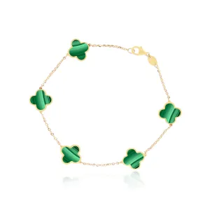 Small Malachite Clover Bracelet