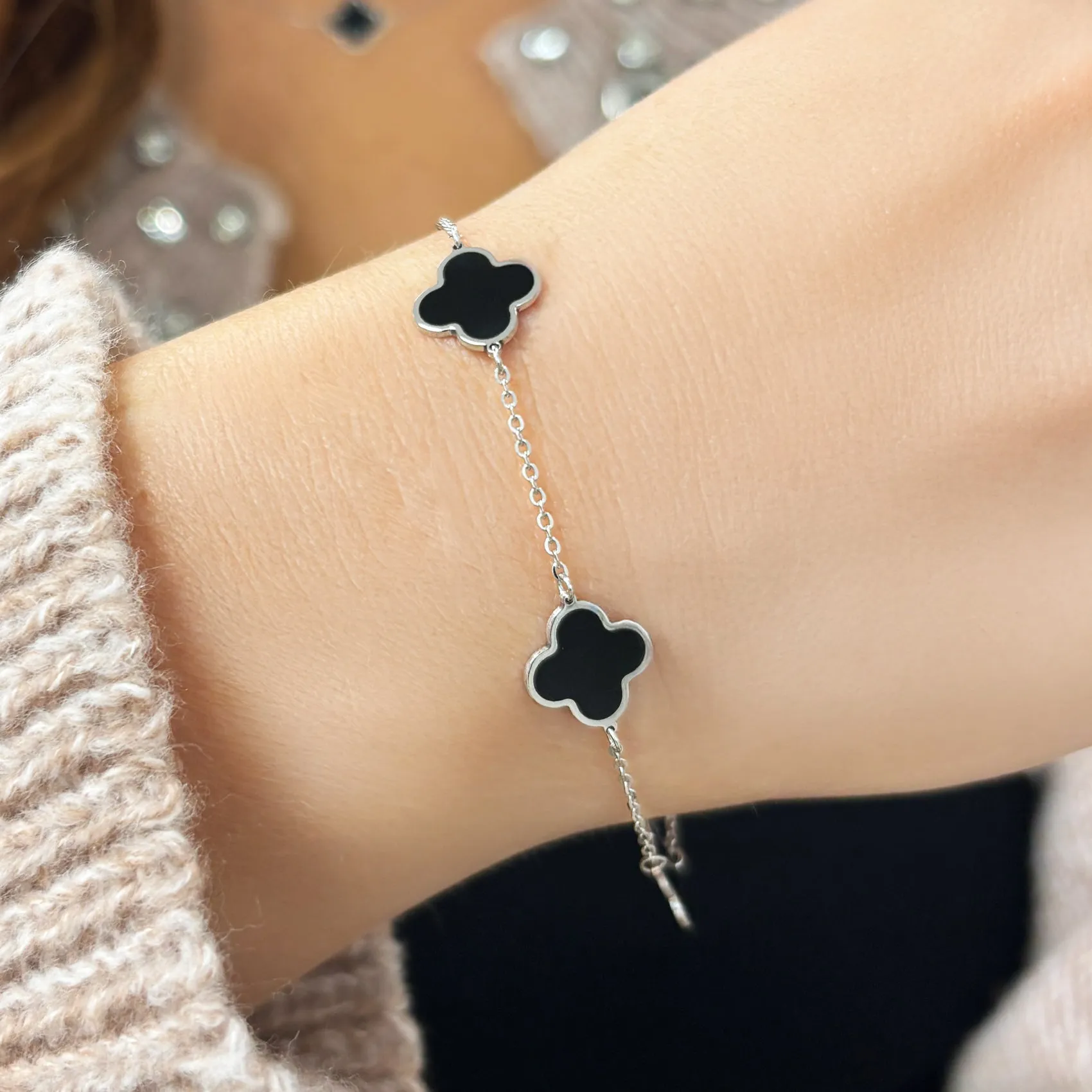 Small Onyx Clover Bracelet