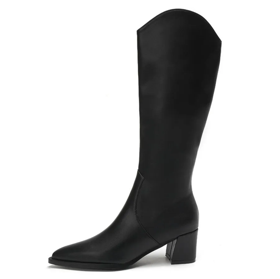 Small Pointy Cowgirl Leather Long Boots DS328