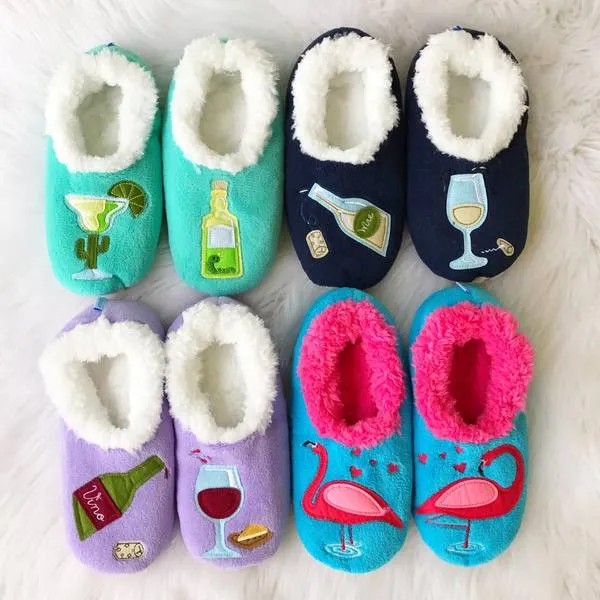 Snoozies! Slippers - Bottle of White (Navy)
