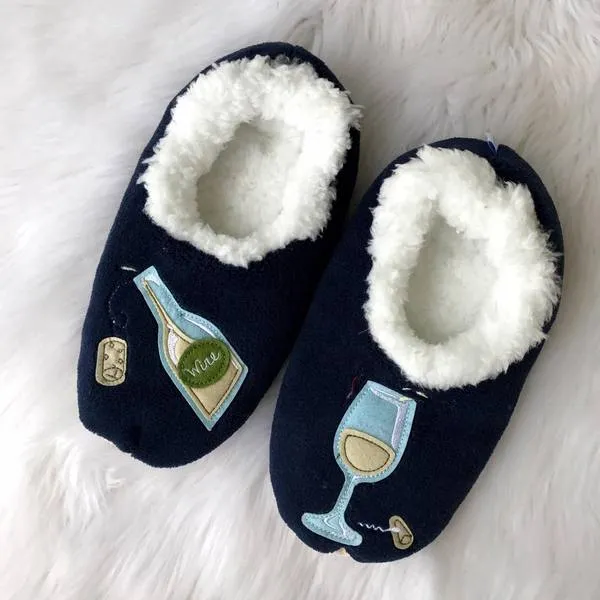 Snoozies! Slippers - Bottle of White (Navy)