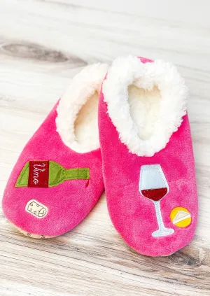 Snoozies! Slippers - Wine O'Clock Hot Pink