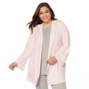 Soft & Cozy Women's Plus Size Cool Luxe Knit Embroidered Hooded Cardigan