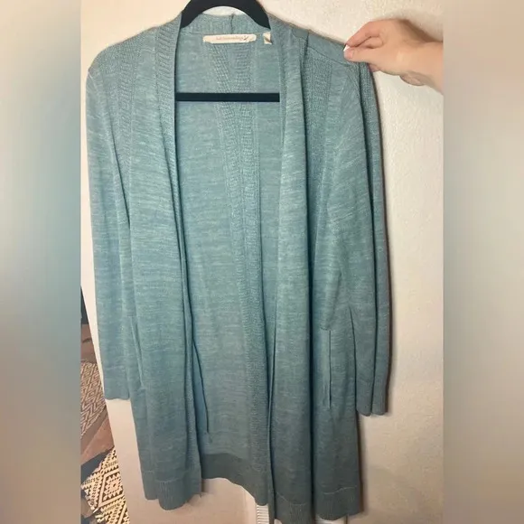 Soft Surroundings Cozy Teal Long Cardigan Size Medium
