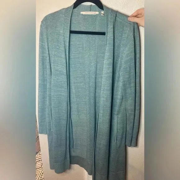 Soft Surroundings Cozy Teal Long Cardigan Size Medium