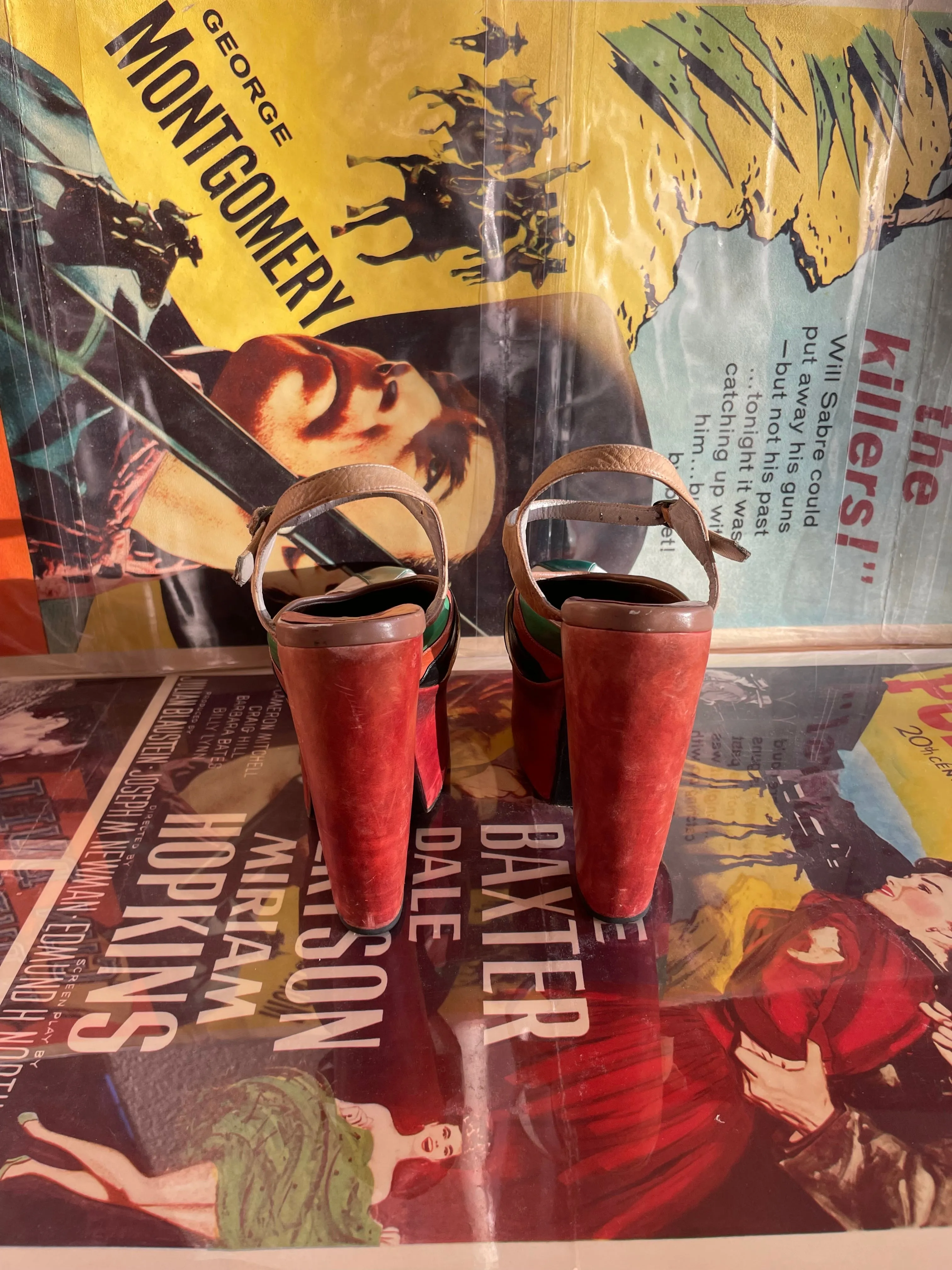 Special 1970s Rainbow Patchwork Leather Platforms