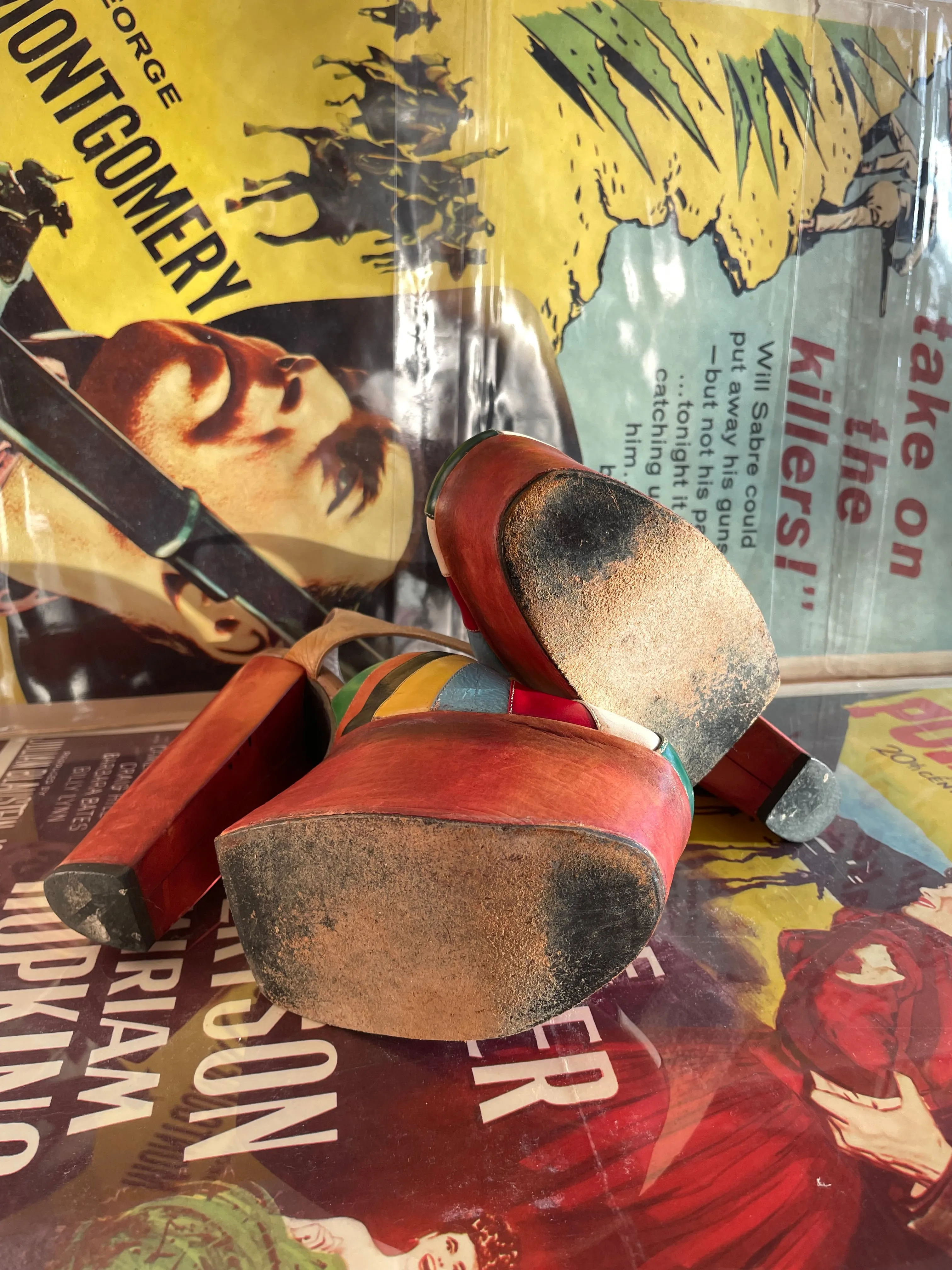 Special 1970s Rainbow Patchwork Leather Platforms