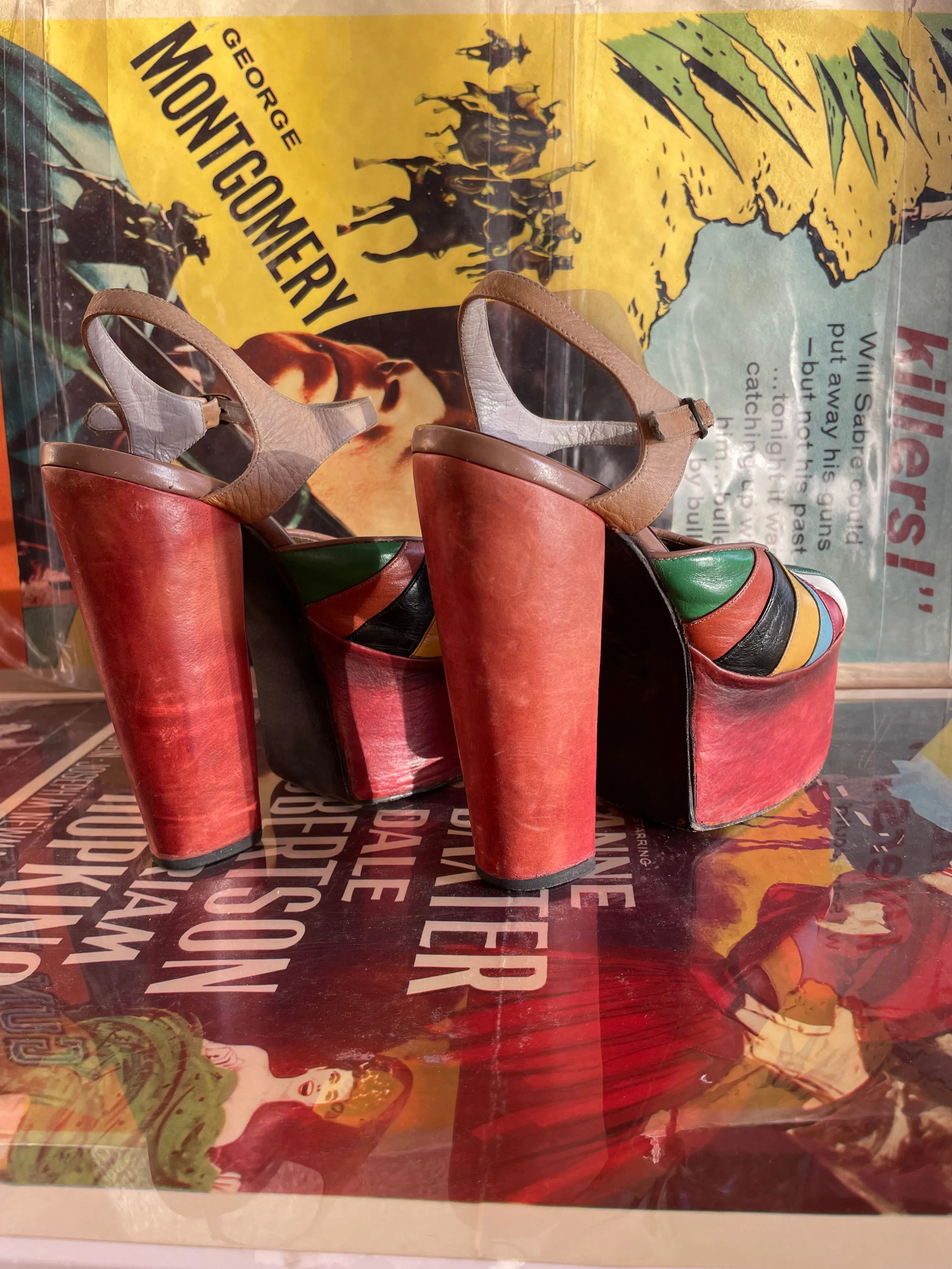 Special 1970s Rainbow Patchwork Leather Platforms