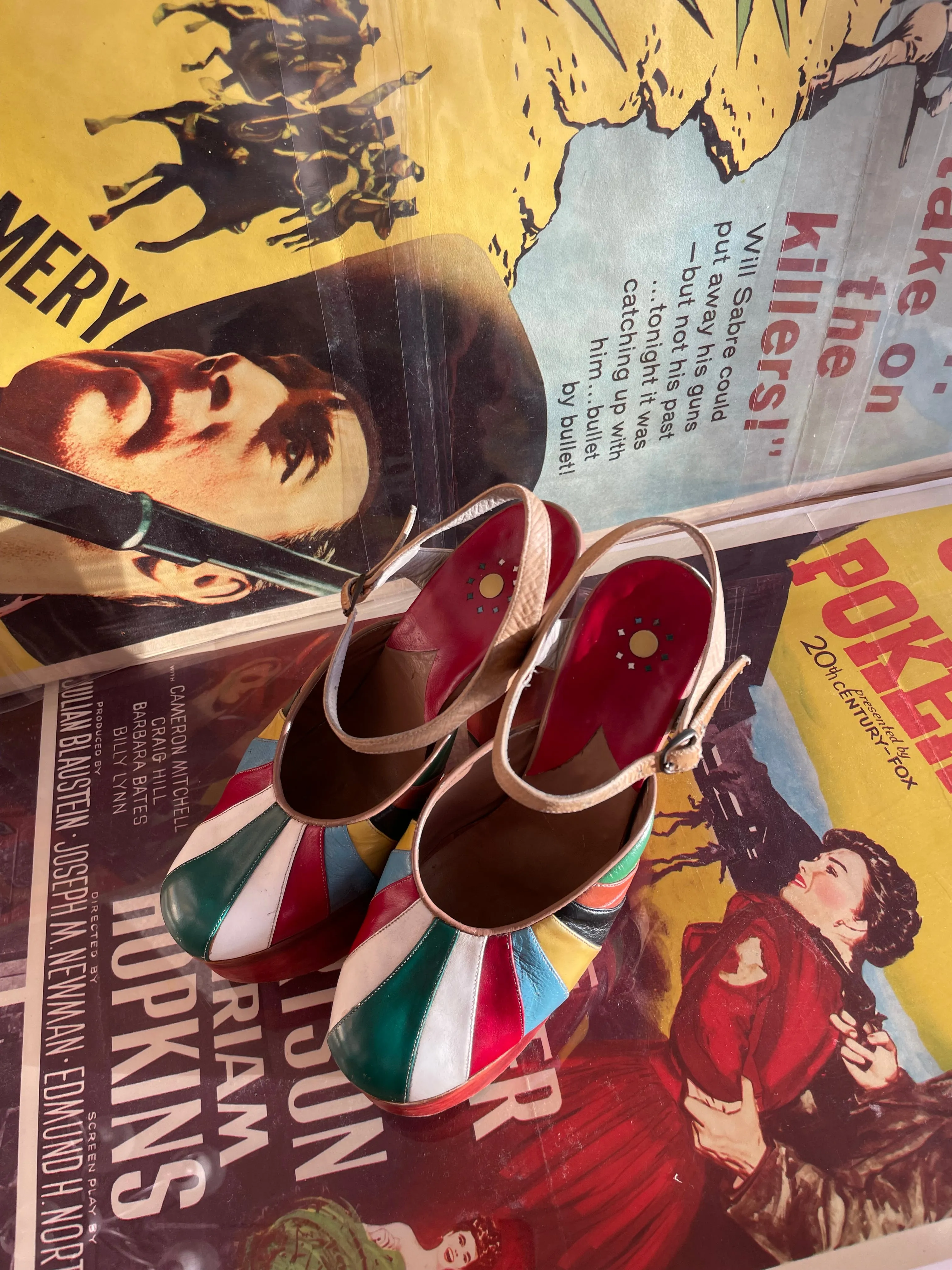 Special 1970s Rainbow Patchwork Leather Platforms