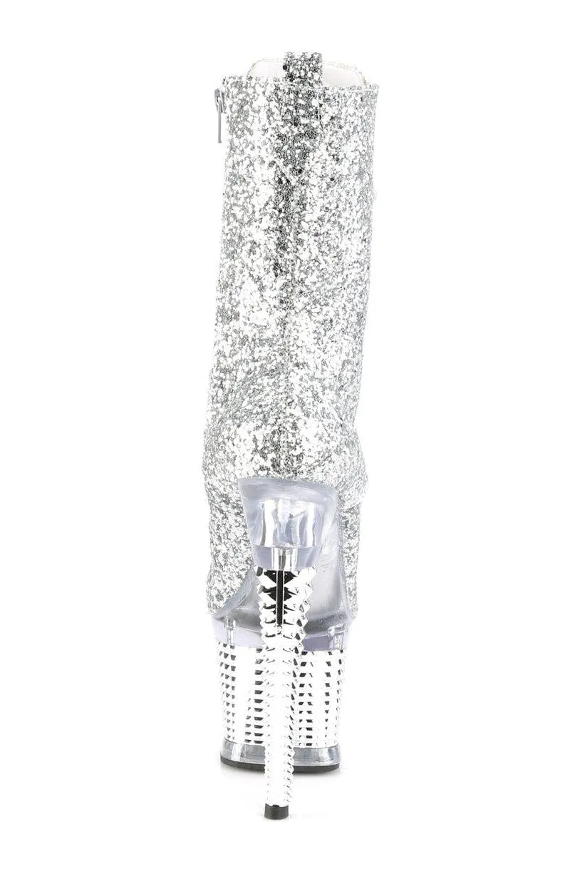 SPECTATOR-1040G Knee Boot | Silver Glitter