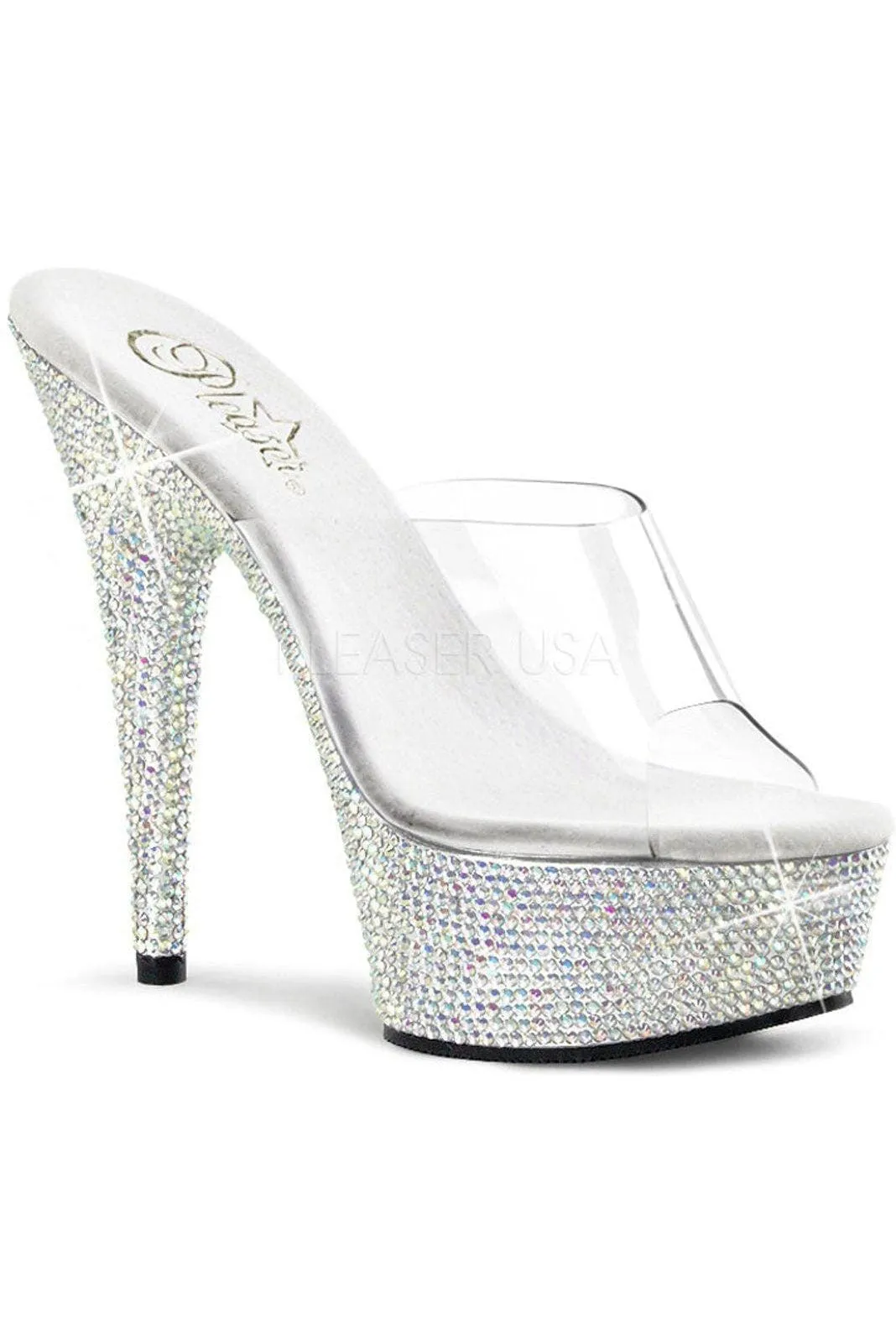 SS-BEJEWELED-601DM Platform Slide  | Clear Vinyl