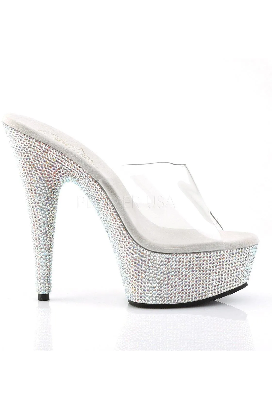 SS-BEJEWELED-601DM Platform Slide  | Clear Vinyl