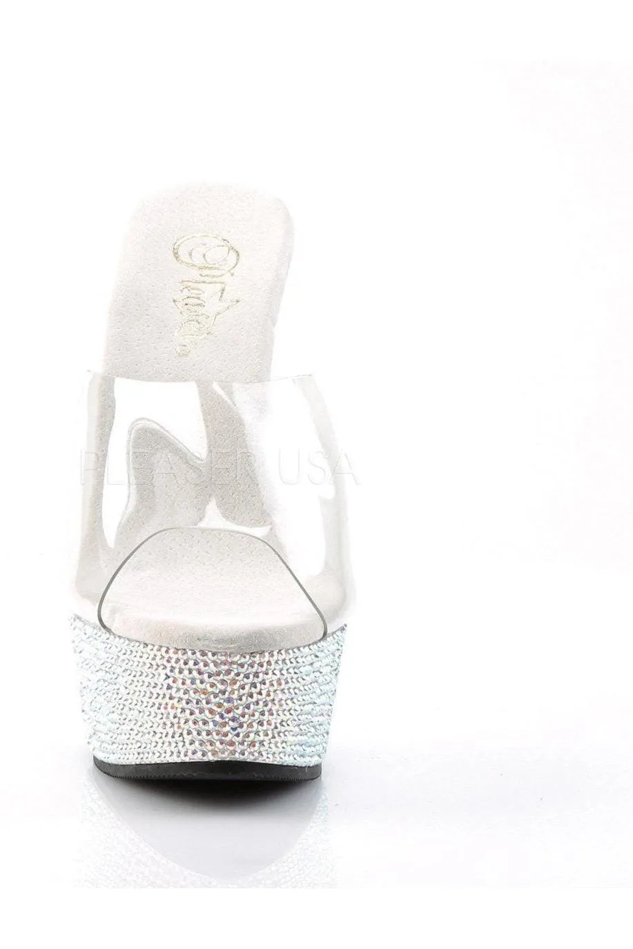 SS-BEJEWELED-601DM Platform Slide  | Clear Vinyl