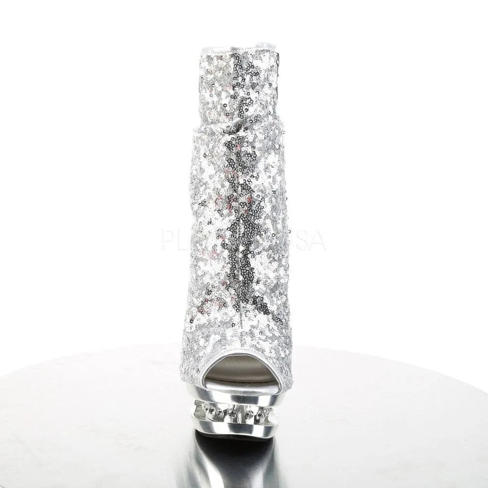 SS-BLONDIE-R-1008 Platform Boot  | Silver Sequins