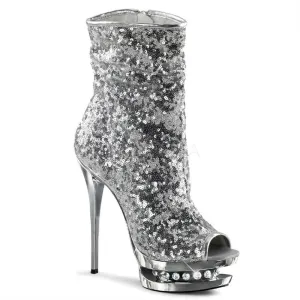 SS-BLONDIE-R-1008 Platform Boot  | Silver Sequins